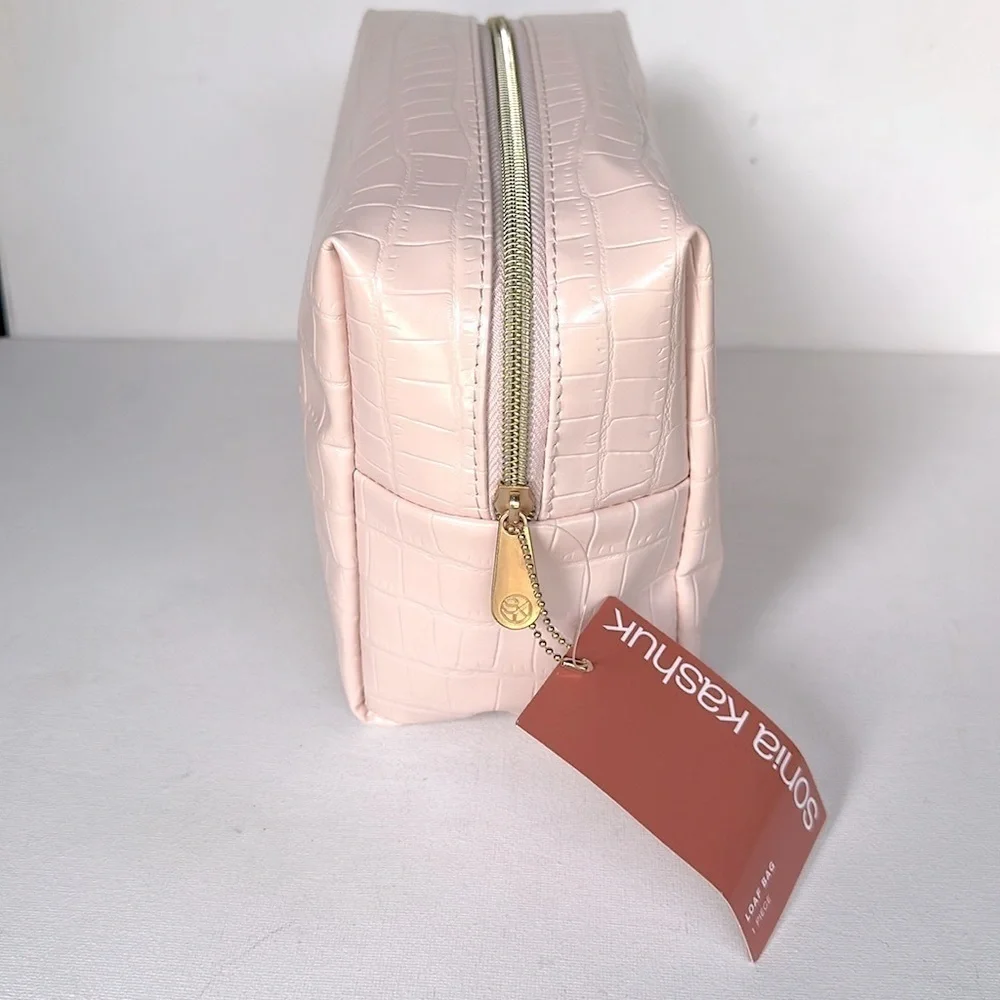 Sonia Kashuk Blush Croc-Texture Cosmetic Case NWT